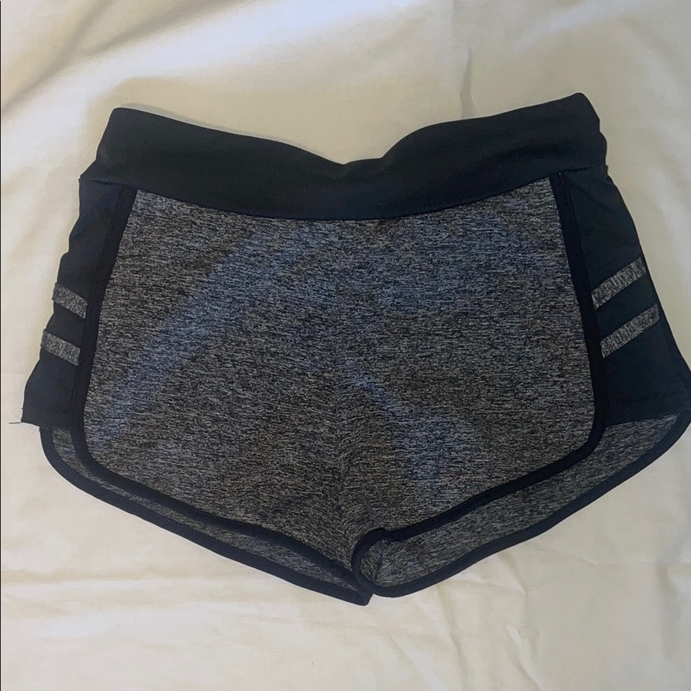 Women's Heather Gray and Black Athletic Shorts